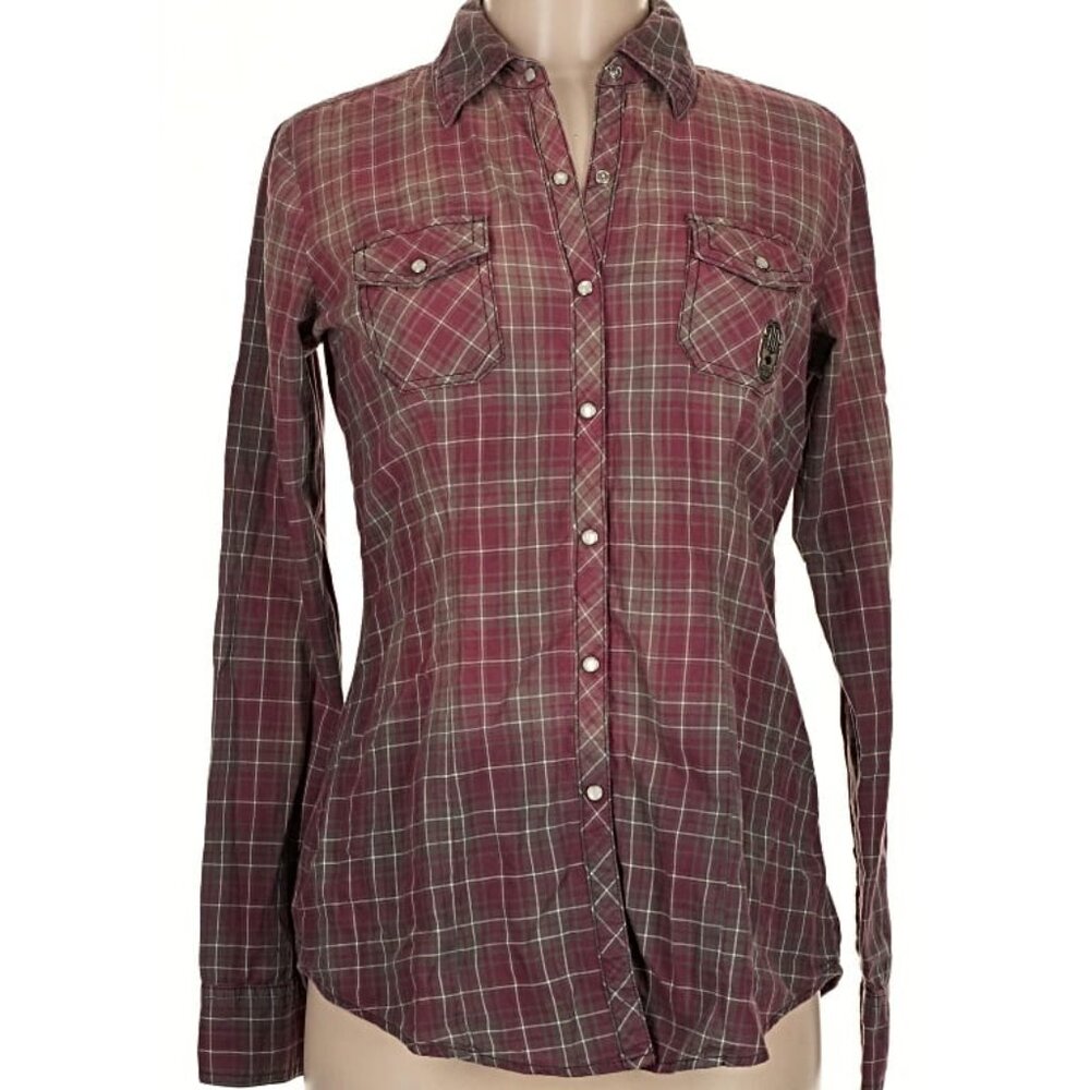Harley-Davidson Women’s Plaid Button Down Shirt – Size Medium – Embroidered Logo - Picture 2 of 6